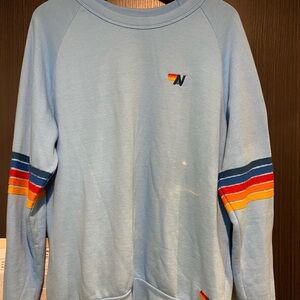 Aviator Nation Blue and Red Crewneck Sweater with Retro Stripes